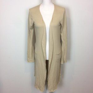 Max Studio Long Silk Blend Belted Cardigan